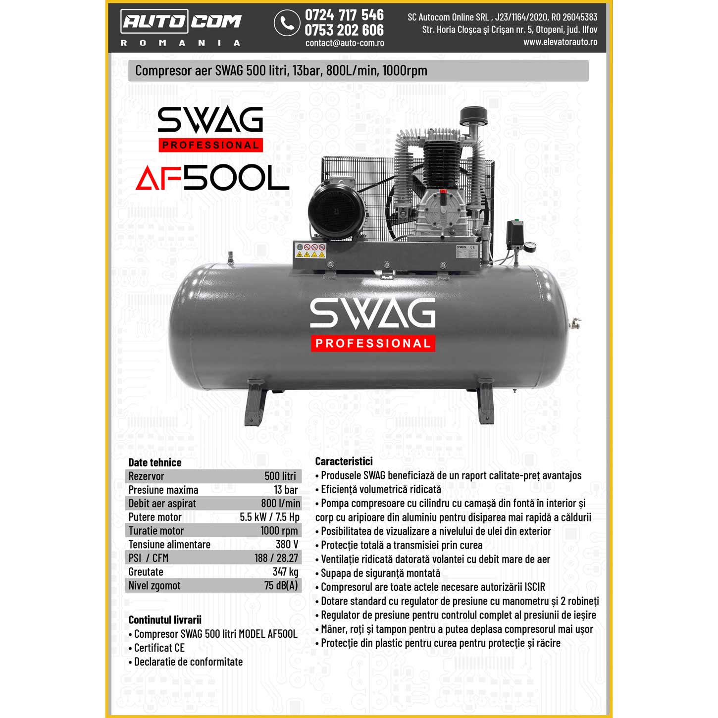 SWAG AF500L || 500l || 800l/min || 380V SWAG AF500L || 500l || 800l/min || 380V