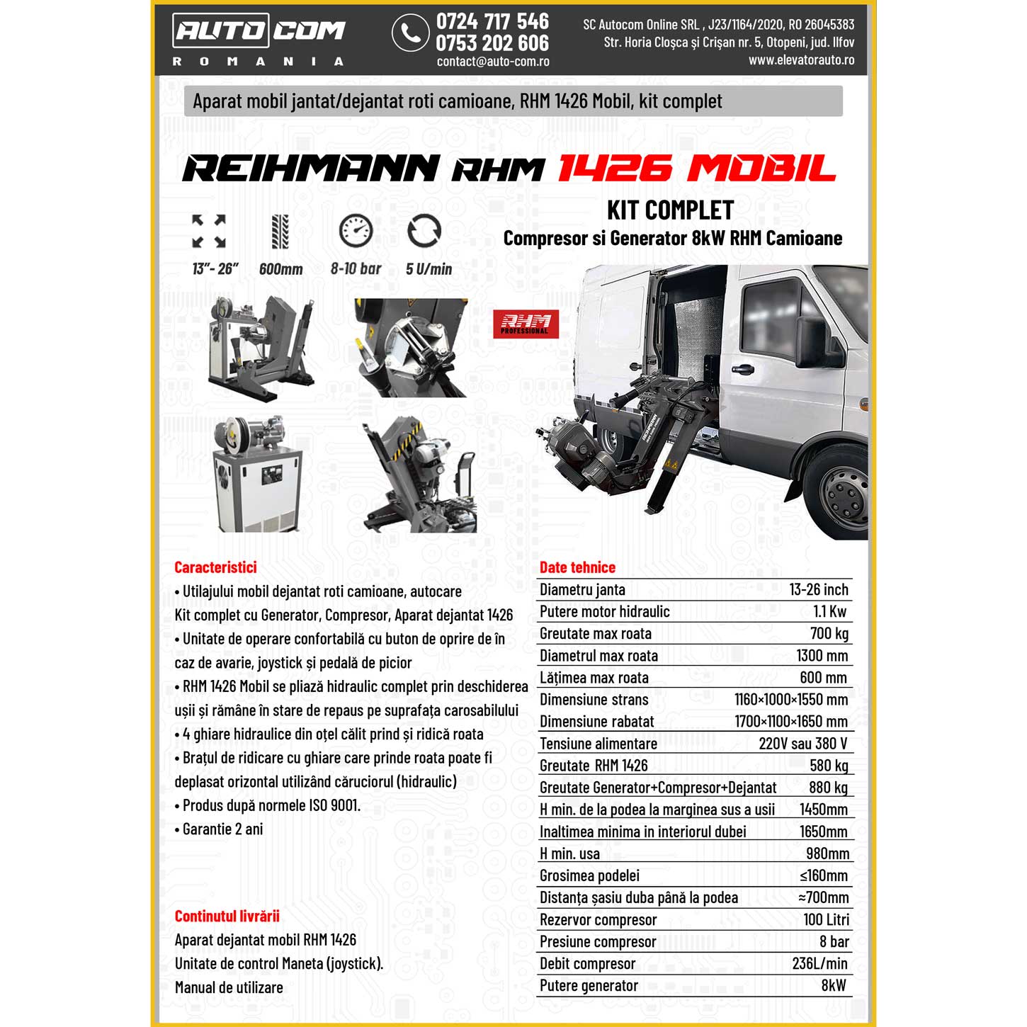 Kit complet dejantat camioane REIHMANN RHM 1426 Mobil Kit complet dejantat camioane REIHMANN RHM 1426 Mobil